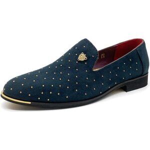Metallic Glitter Loafers for Men Pointed Toe Slip On Dress Shoes